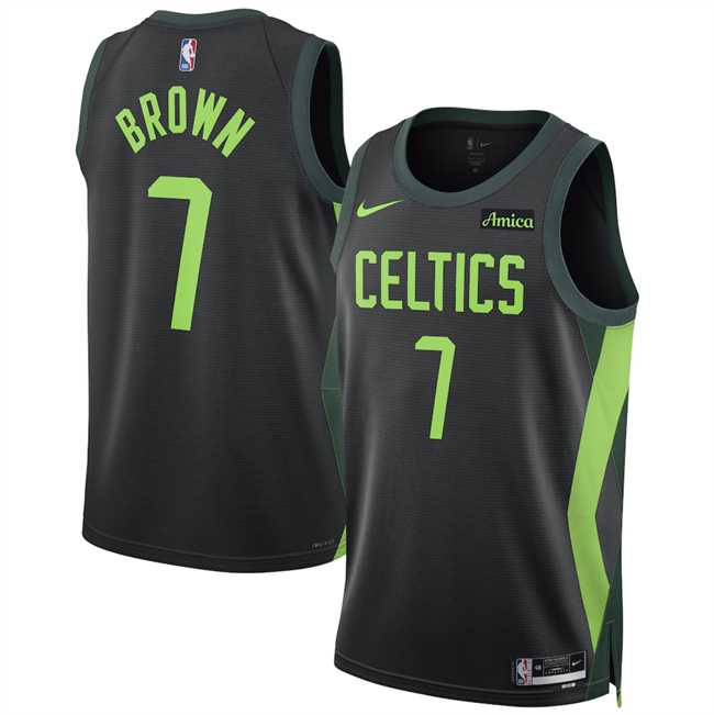 Mens Boston Celtics #7 Jaylen Brown Black 2024-25 City Edition Stitched Jersey Dzhi->boston celtics->NBA Jersey